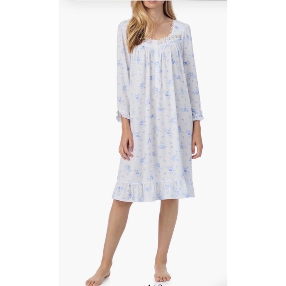 Eileen West Knee Length Floral Knee Length Robe With Pockets L
